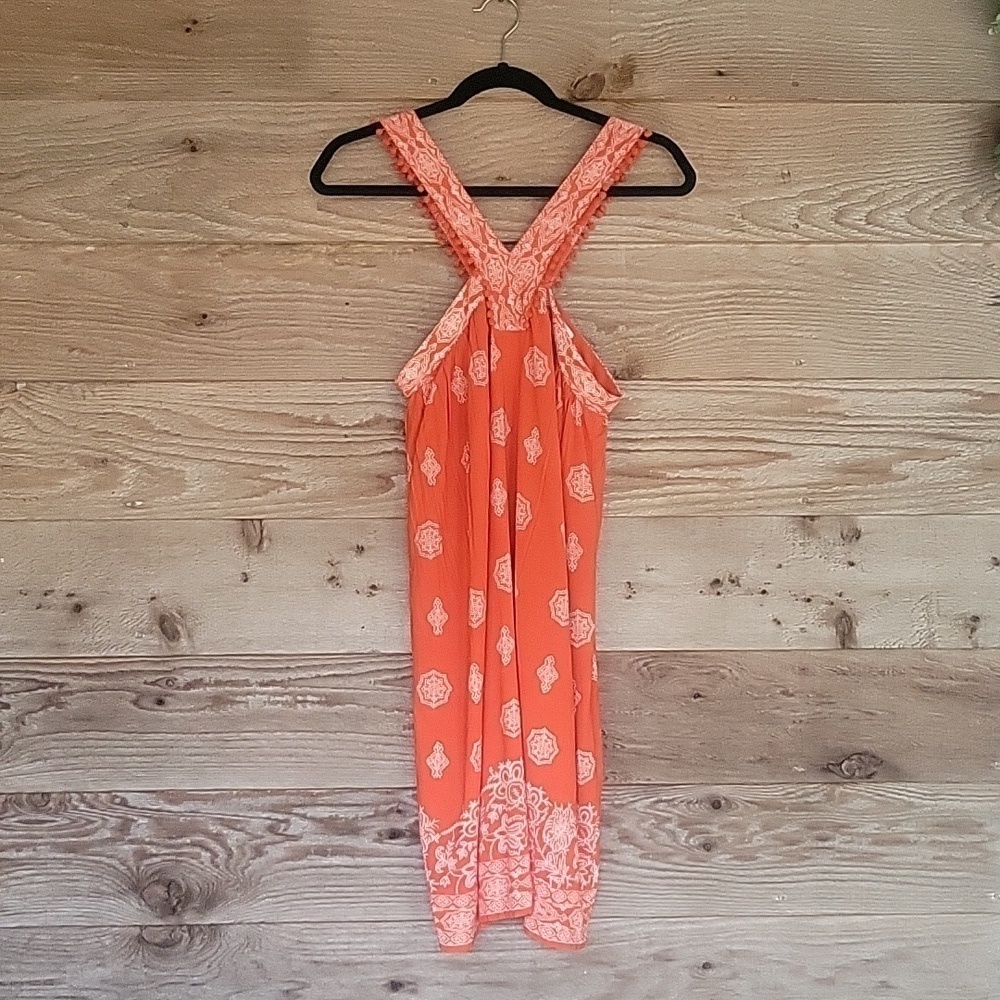 Loft Orange Paisley Print Halter Dress Size Small